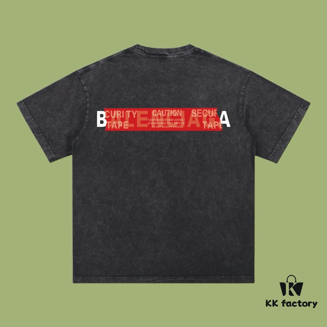 69317204908475d562cda664 High-Quality Balenciaga 2025 Fall Spring/Summer Collection Red Tape Logo Short Sleeve T-Shirt