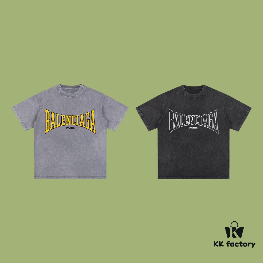 69317275908475d562cda67c High-End Quality Balenciaga 2025 Fall Spring/Summer Collection LOGO Short-Sleeve T-Shirt, Imported Kangshu Digital Direct-to-Garment Printing, Premium Custom-Dyed Streetwear, 26s Double-Yarn 100% Washed 300G Fabric, Garment-Dyed and Snow-Washed Finish, OS Loose Fit Unisex Design