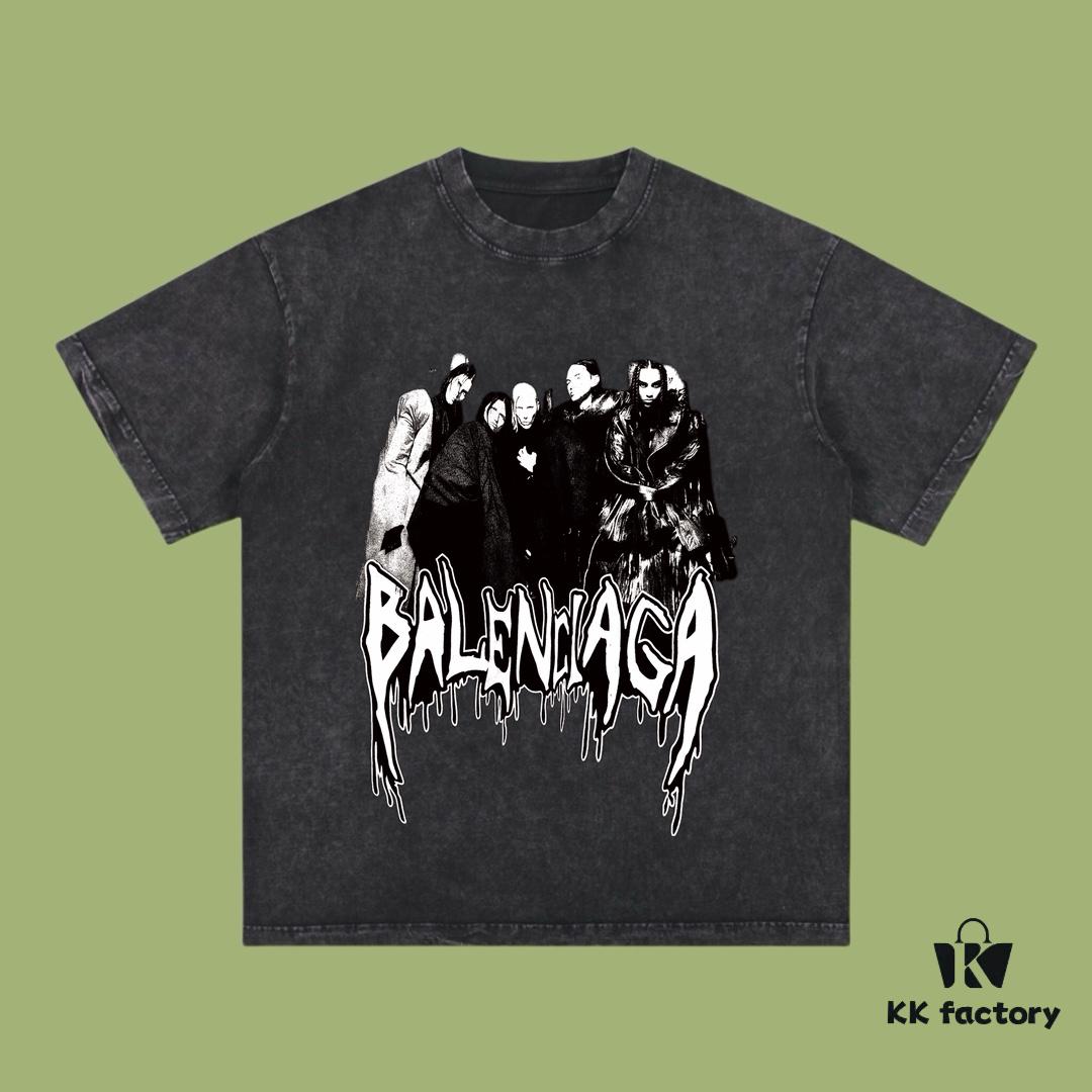 69317300908475d562cda695 High-End Quality Balenciaga 2025 Fall Spring/Summer Collection Band Portrait Short-Sleeve T-Shirt, Imported Kanglong Digital Direct-to-Garment Printing, Premium Streetwear Dyed Fabric, 26 Single 100% Double Yarn, Post-Wash Weight 300g, Garment-Dyed and Snow-Washed Finish, OS Loose Fit Unisex Design