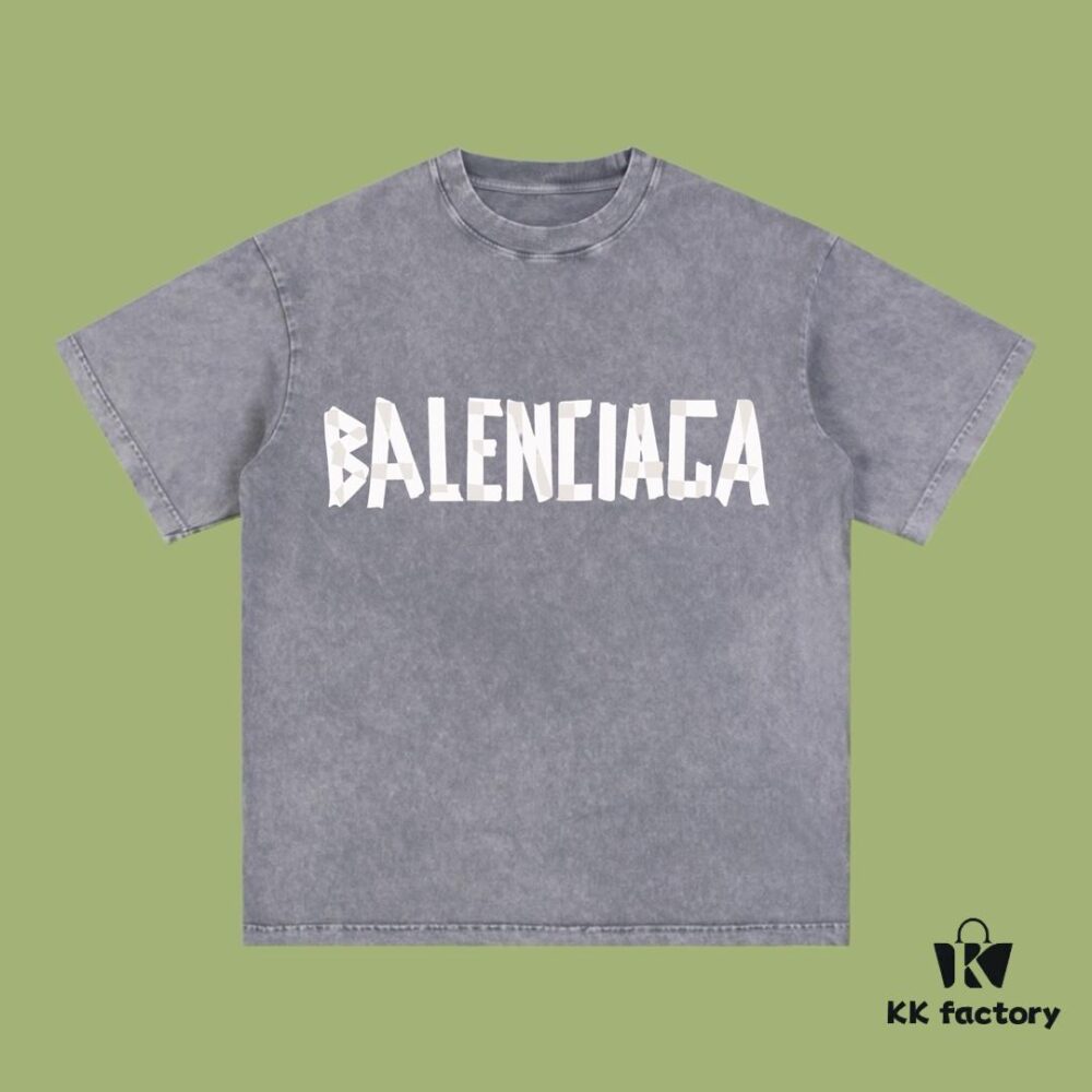 69317316908475d562cda69c High-End Quality Balenciaga 2025 Fall Spring/Summer Collection Tape Logo Short Sleeve T-Shirt, Imported Kanglong Digital Direct-to-Garment Printing, Premium Streetwear Dyed with 26s Double Yarn 100% Washed to 300g, Garment-Dyed and Snow-Washed for OS Loose Fit Unisex Design
