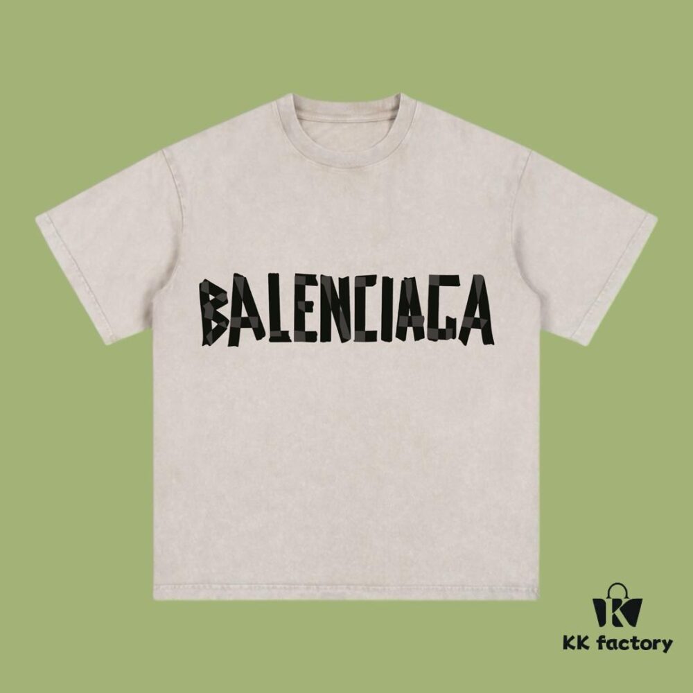 6931734b908475d562cda6a6 High-End Quality Balenciaga 2025 Fall Spring/Summer Collection Tape Logo Short-Sleeve T-Shirt, Imported Kangwo Digital Direct-to-Garment Printing, Custom-Dyed Premium Streetwear, 26-Single 100% Double-Yarn, Post-Wash 300g, Garment-Dyed and Snow-Washed, OS Loose Fit Unisex