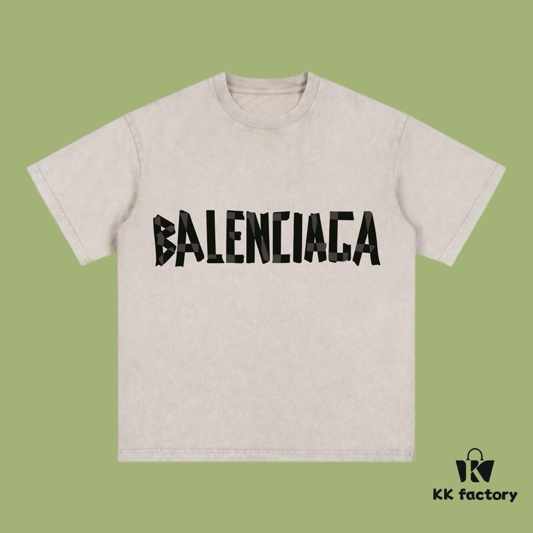 6931734b908475d562cda6a6 High-End Quality Balenciaga 2025 Fall Spring/Summer Collection Tape Logo Short-Sleeve T-Shirt, Imported Kangwo Digital Direct-to-Garment Printing, Custom-Dyed Premium Streetwear, 26-Single 100% Double-Yarn, Post-Wash 300g, Garment-Dyed and Snow-Washed, OS Loose Fit Unisex