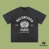 693173d9908475d562cda6b5 High-End Quality Balenciaga 2025 Fall Spring/Summer Collection Wheat Ear 1917 Logo Short Sleeve T-Shirt Imported Kanglong Digital Direct-to-Garment Printing Custom-Dyed High-Quality Streetwear 26-Single 100% Double Yarn Washed 300G Garment-Dyed and Washed Snowflake OS Loose Fit Unisex