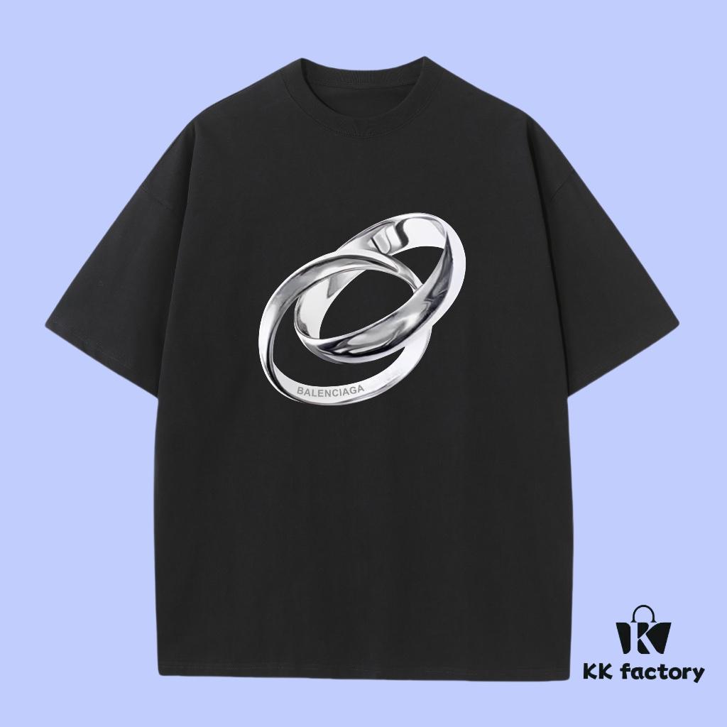 Balenciaga 2025 Fall Spring-Summer Collection Ring Short Sleeve T-Shirt Premium Quality Limited Edition, Custom Woven 270G 32-Count Double-Yarn Pure Cotton Fabric, Relaxed Fit Unisex Tee Distinct from Regular Printed Tees