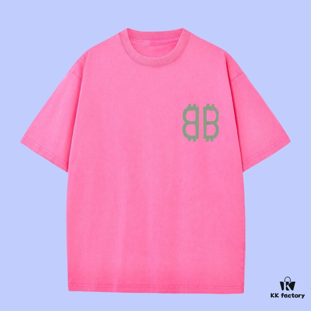High-End Quality Balenciaga 2025 Fall Spring/Summer Collection Double-B Short-Sleeve T-Shirt, Distinct from Regular Prints, Made of Custom-Woven 270G 32-Thread Dual-Yarn Pure Cotton Fabric, Loose Fit Unisex Design