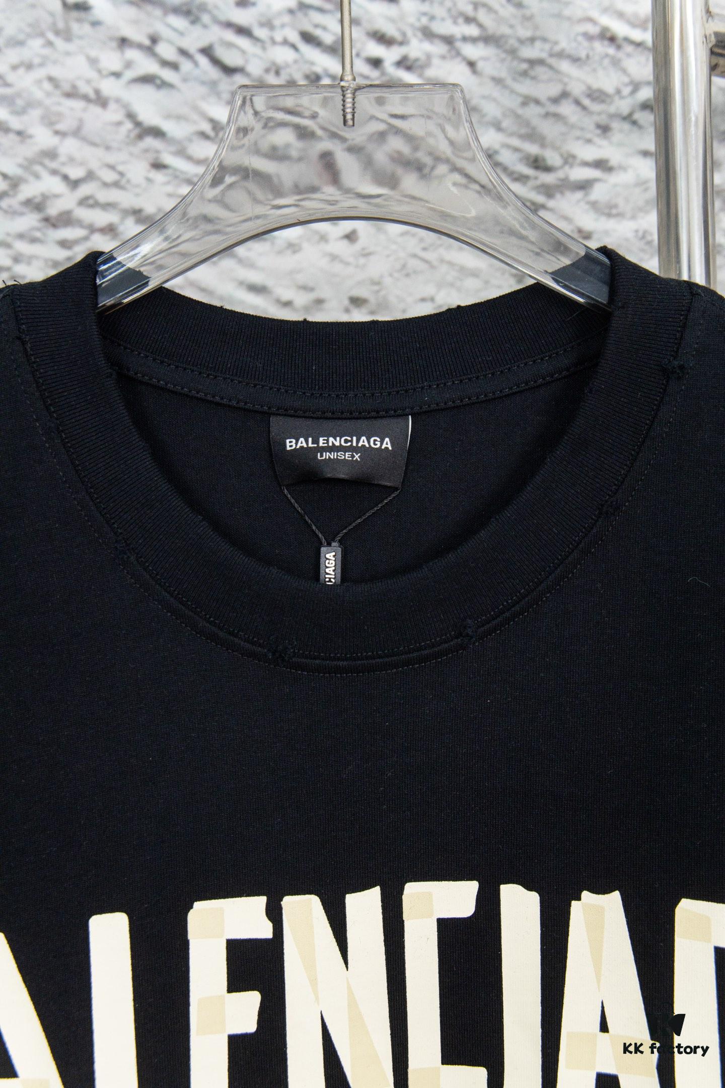 693176a2908475d562cda746 Balenciaga Tape Hole Short Sleeve T-Shirt