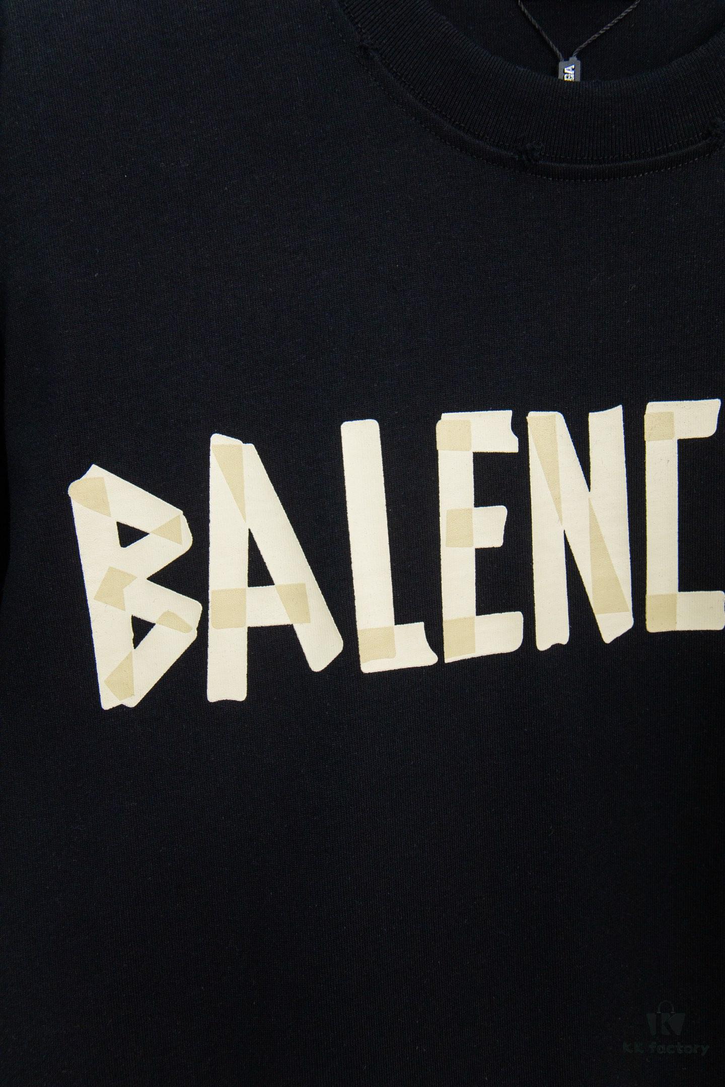 693176d2908475d562cda749 Balenciaga Tape Hole Short Sleeve T-Shirt