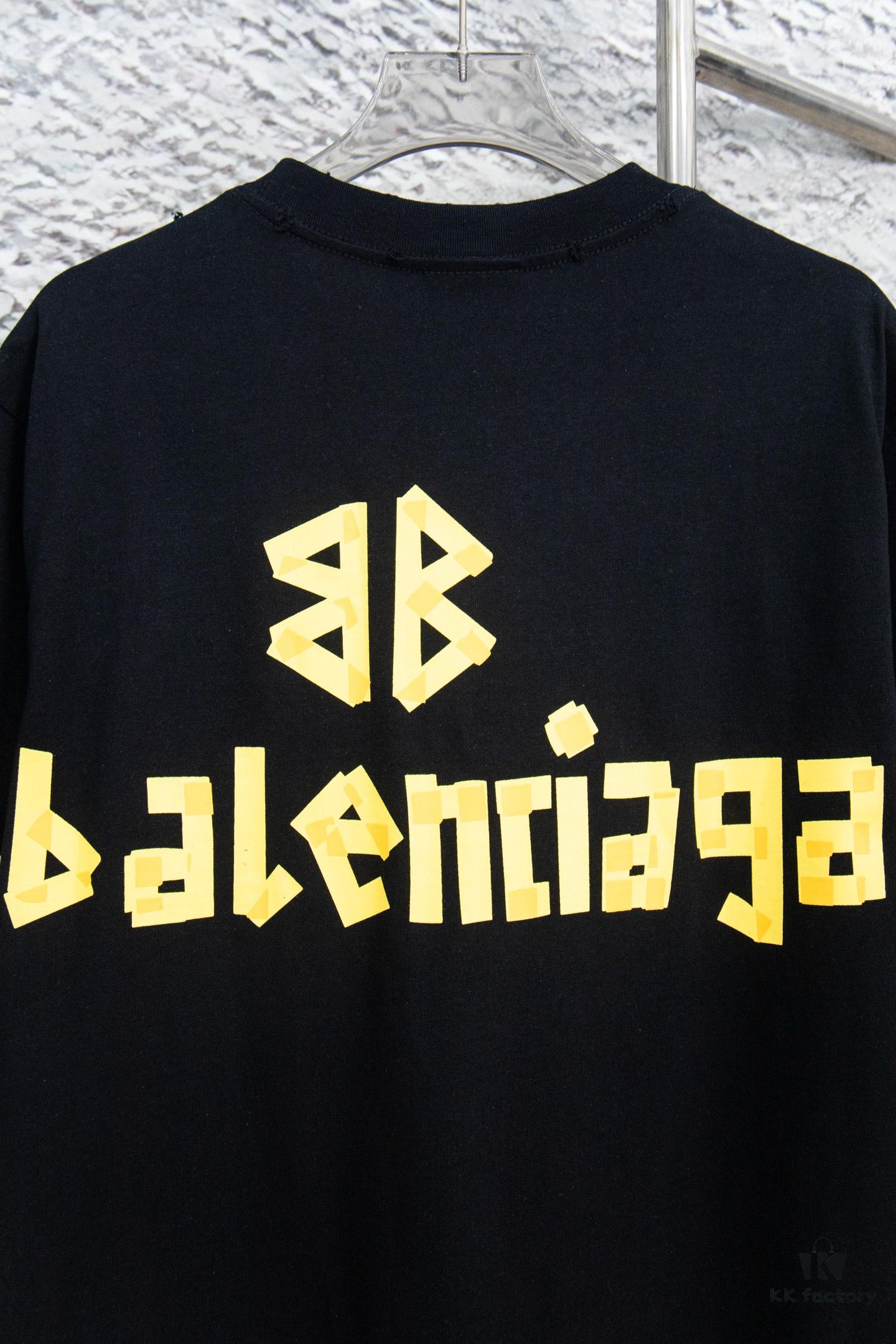 693176e8908475d562cda74e Balenciaga Tape Hole Short Sleeve T-Shirt