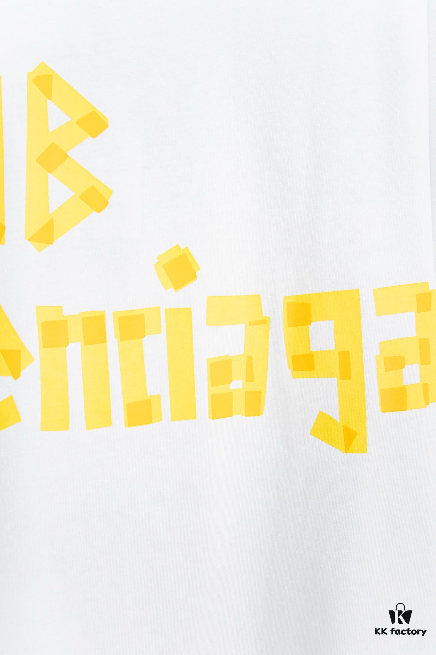 6931773d908475d562cda75b Balenciaga Tape Logo Distressed Short Sleeve T-Shirt