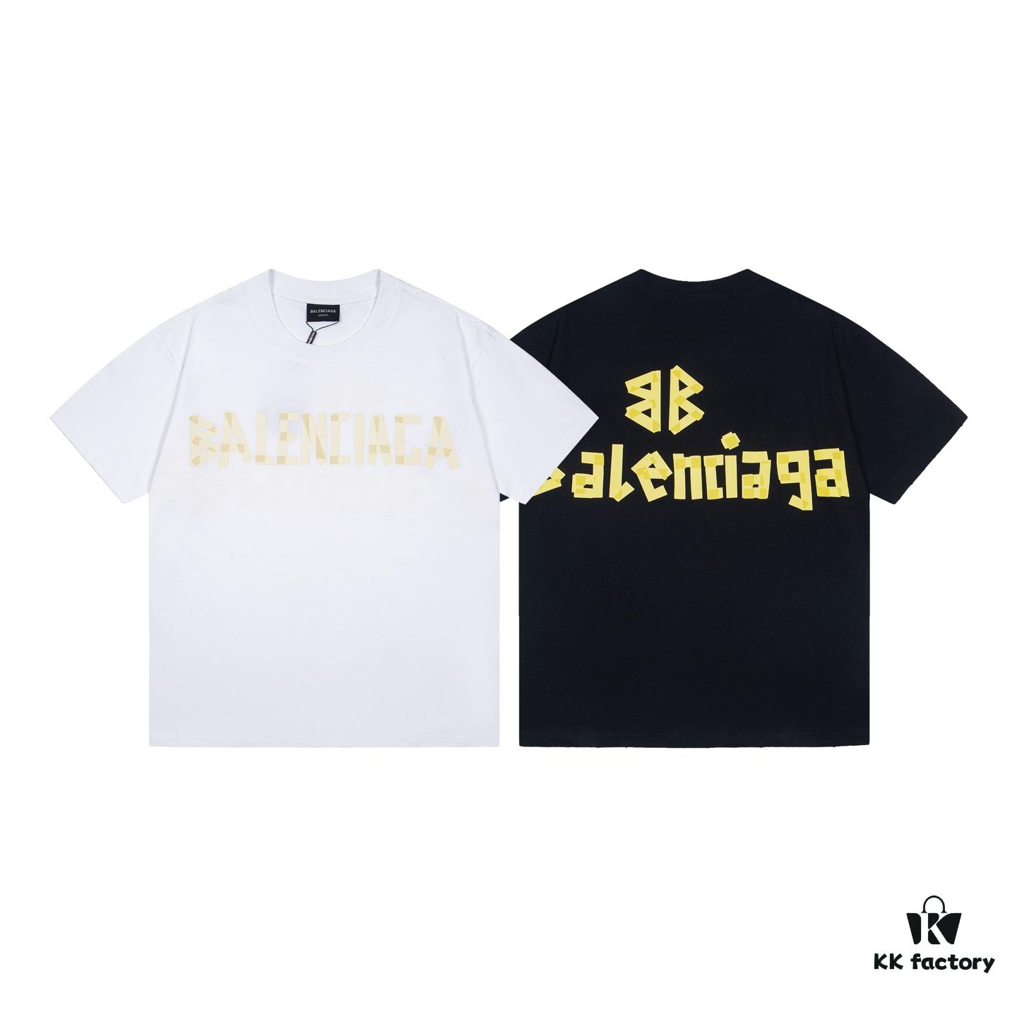 69317742908475d562cda75c Balenciaga Tape Ripped Short Sleeve T-Shirt