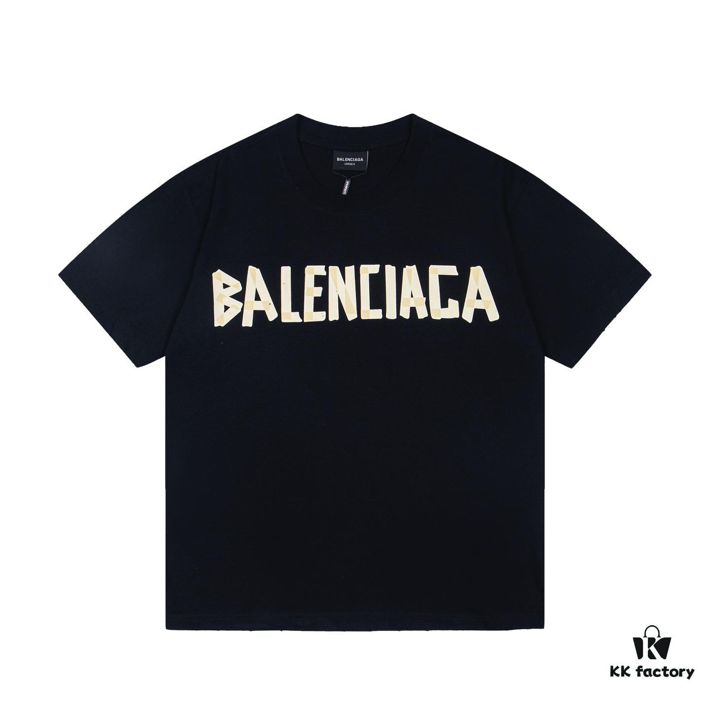 69317749908475d562cda75d Balenciaga Tape Ripped Short Sleeve T-Shirt
