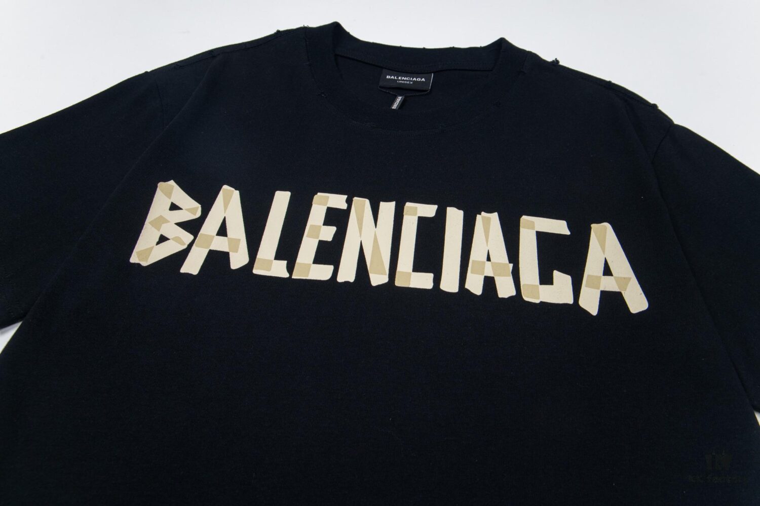 69317784908475d562cda764 Balenciaga Tape Ripped Short Sleeve T-Shirt