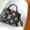 Petit Palais Handbag in Grained Leather with Monogram Flower and LV Initials