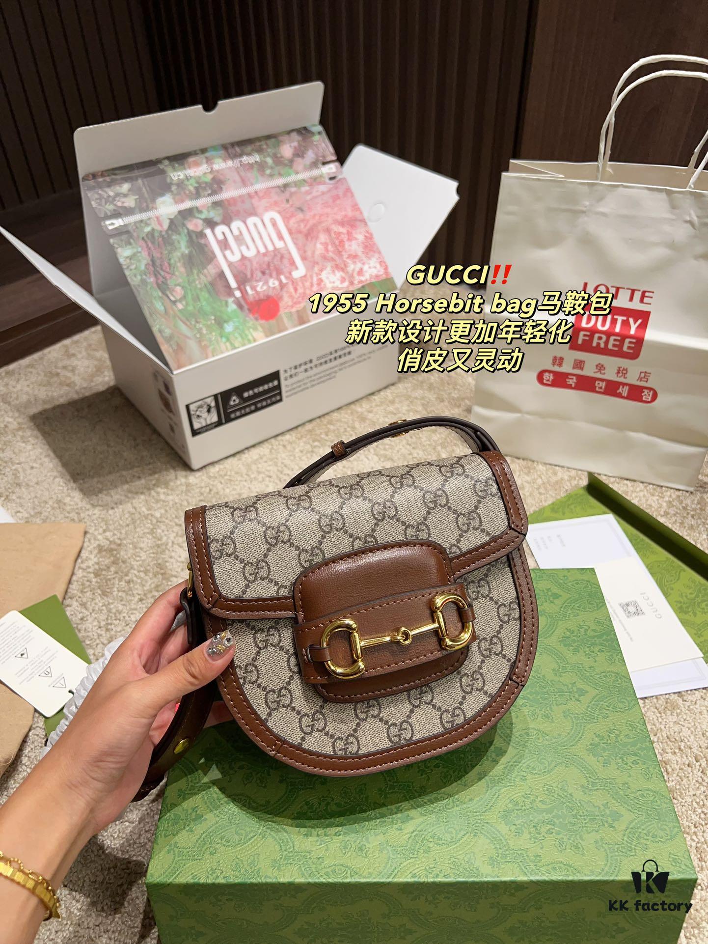 693195acccd8ab3d7af9375b Authentic GUCCI 1955 Horsebit Bag, Saddle Bag with Full Packaging, Size 19.14