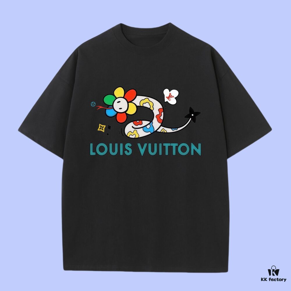69319e7accd8ab3d7af9377b Luxury Quality LV Louis 2025 Fall Spring/Summer Collection Sunflower Snake Short Sleeve T-Shirt, Premium 270G 32-Count Double-Yarn Pure Cotton Fabric, Distinct from Regular Print, Loose Fit Unisex Design