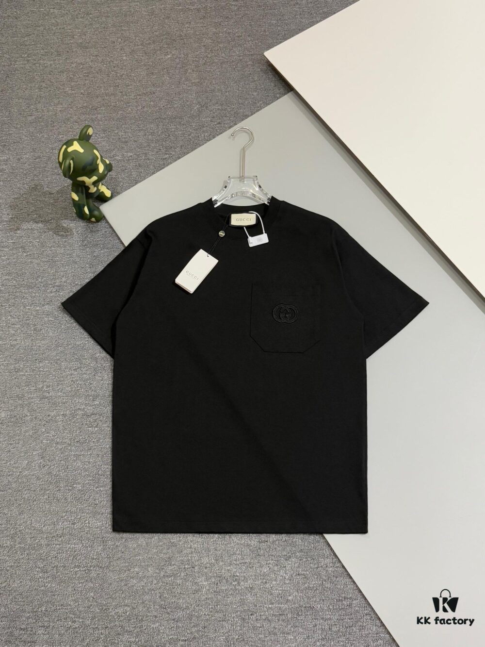 69319edaccd8ab3d7af9378d Gucci Classic Short-Sleeve T-Shirt with Double G Embroidered Patch and Pocket, Timeless Versatile Youthful Design