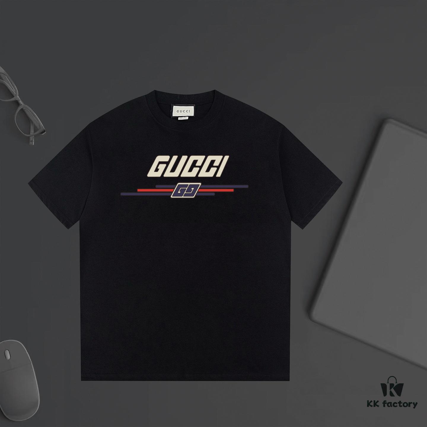 69319ee3ccd8ab3d7af9378f GUCCI New Arrival Letter Two-Tone Double G Print T-Shirt