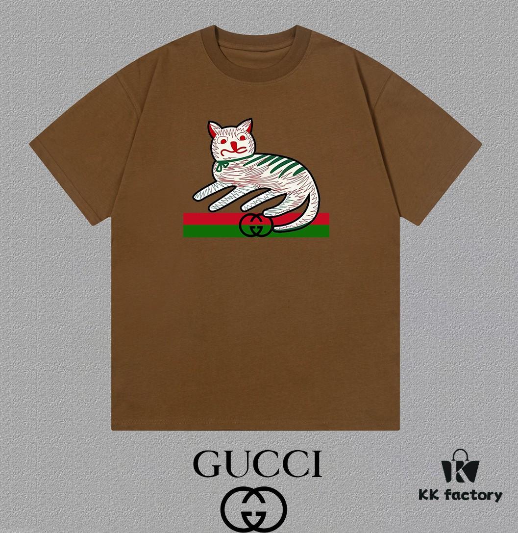 69319efeccd8ab3d7af93794 GUCCI 25SS Master-Designed New Arrival Printed Round-Neck Short-Sleeve T-Shirt, 300g High-Quality Fabric