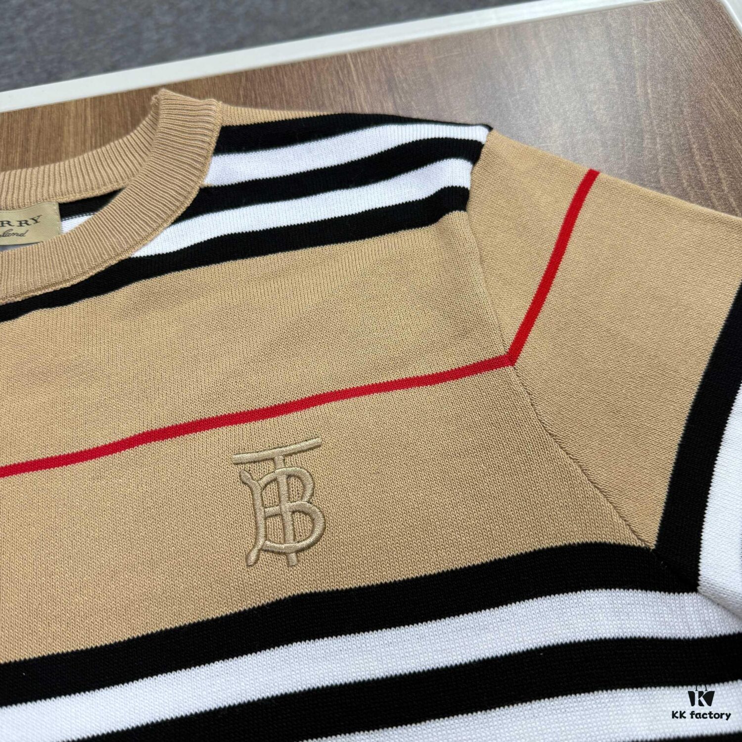 New BURBERRY 2023 Spring/Summer Lightweight Linen-Blend Striped Knit Short-Sleeve T-Shirt