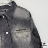 69319f84ccd8ab3d7af937b7 New Balenciaga Logo Embroidered Washed Denim Gray Jacket