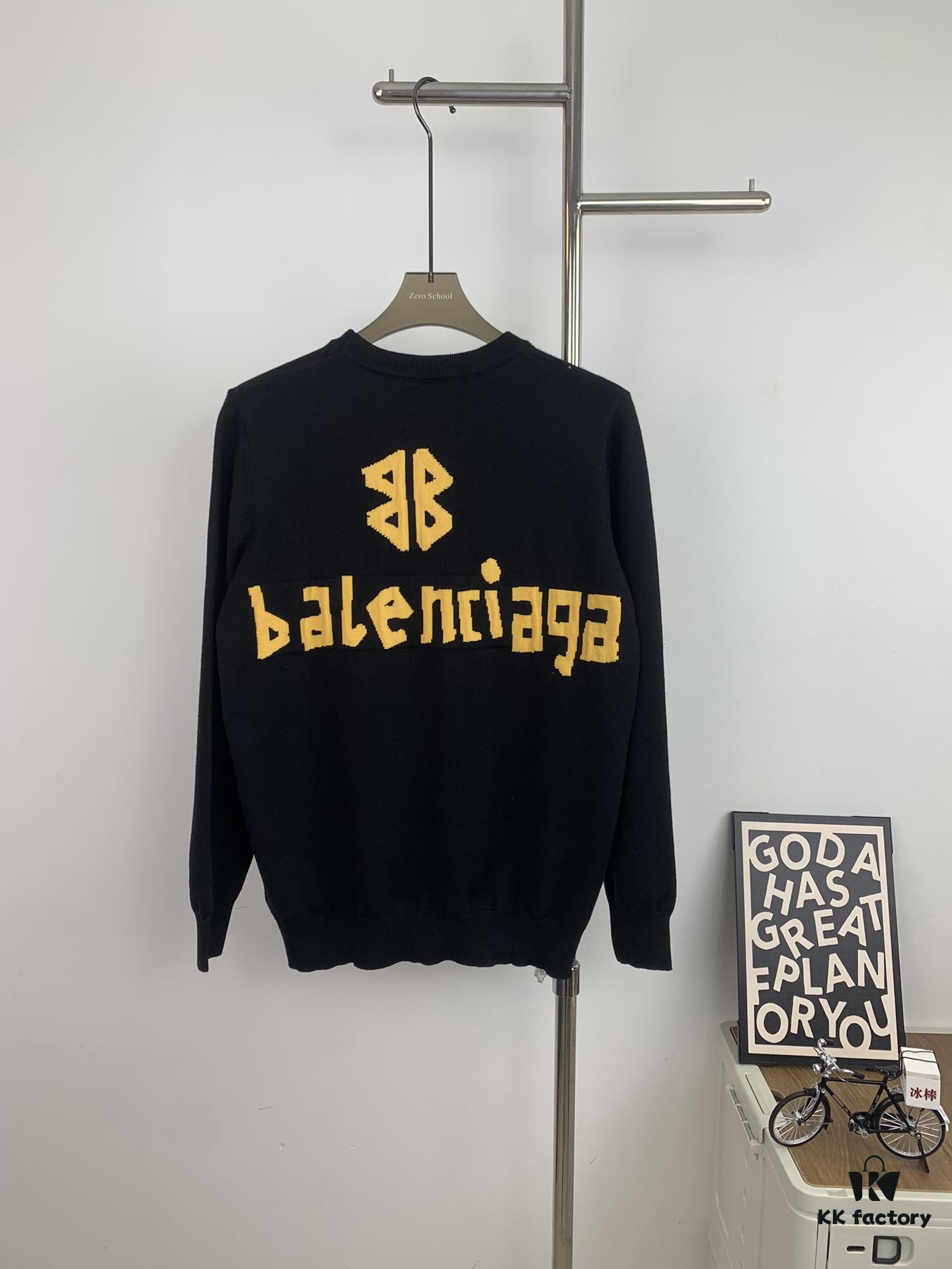 69319f86ccd8ab3d7af937b9 New Arrival Balenciaga 24SS Jacquard Yellow Tape Unisex Sweater