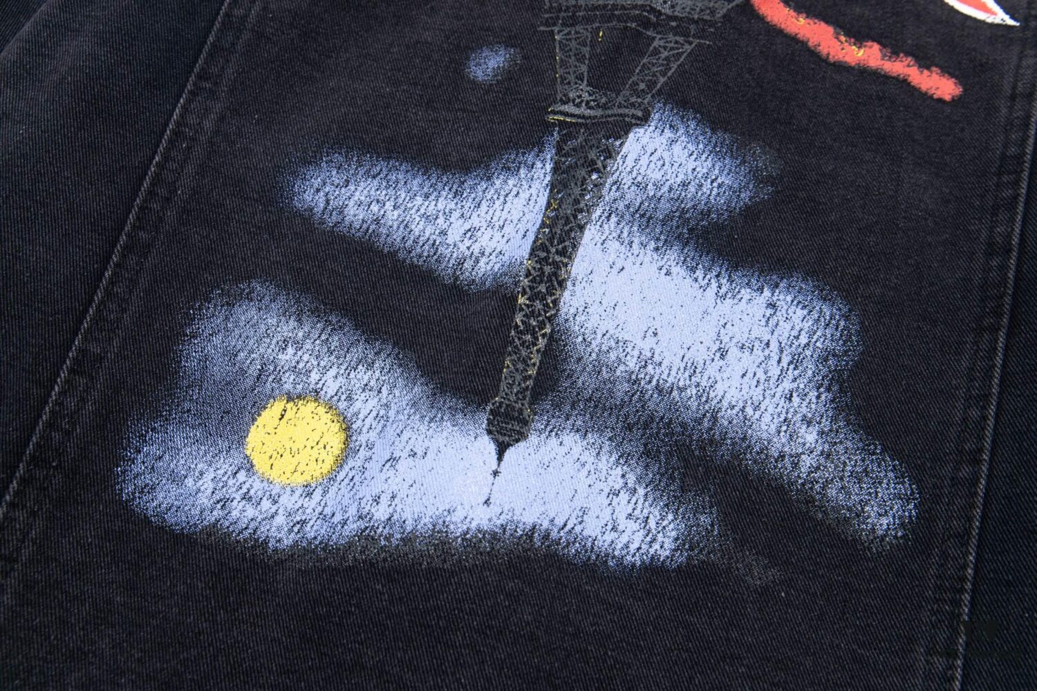 Balenciaga 2024 Fall/Winter New Loose Oversized Denim Jacket with Eiffel Tower Design
