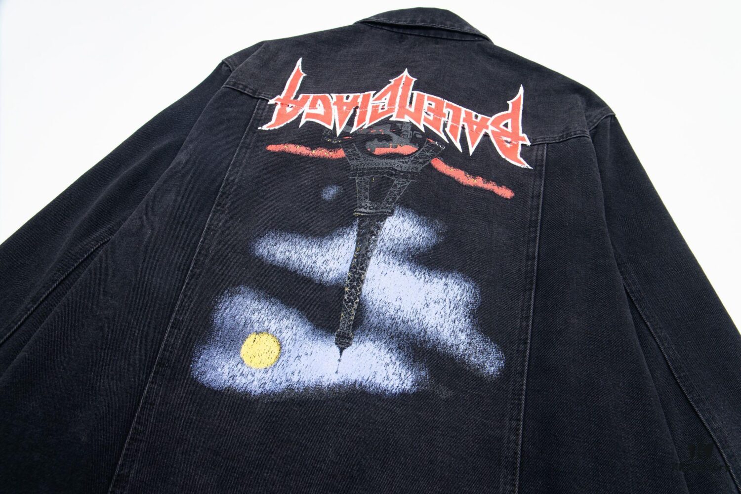 Balenciaga 2024 Fall/Winter New Loose Oversized Denim Jacket with Eiffel Tower Design