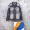 Balenciaga Logo Embroidered Washed Denim Gray Jacket