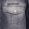 Balenciaga Logo Embroidered Washed Denim Gray Jacket