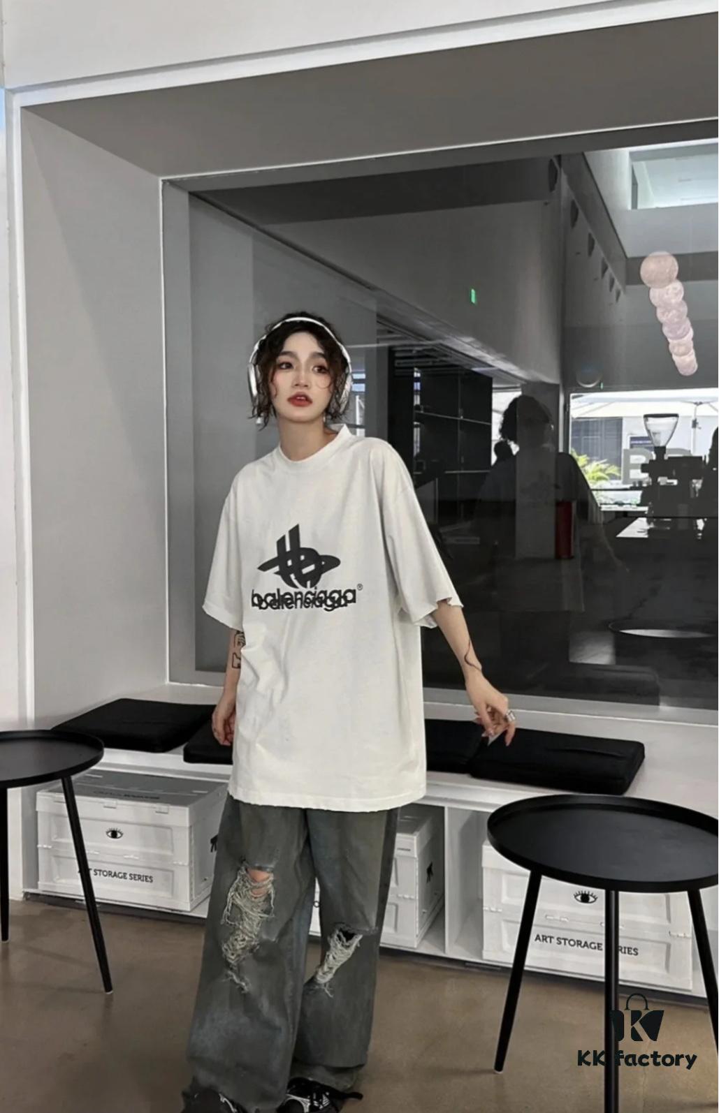 69319fcaccd8ab3d7af93842 Balenciaga Phantom Double Logo Classic Print Short Sleeve T-Shirt