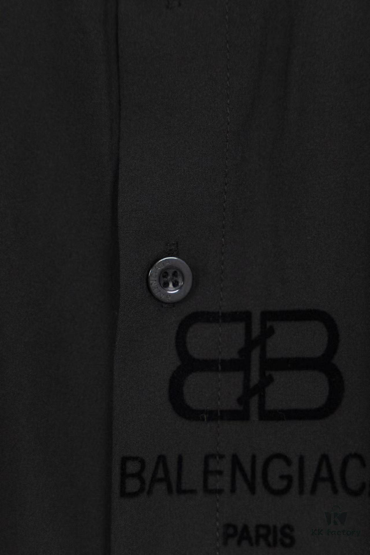 69319fceccd8ab3d7af93891 Balenciaga 2024 SS New Lock Print Flocked Shirt Unisex - Cotton Satin Fabric with Classic Grid Design