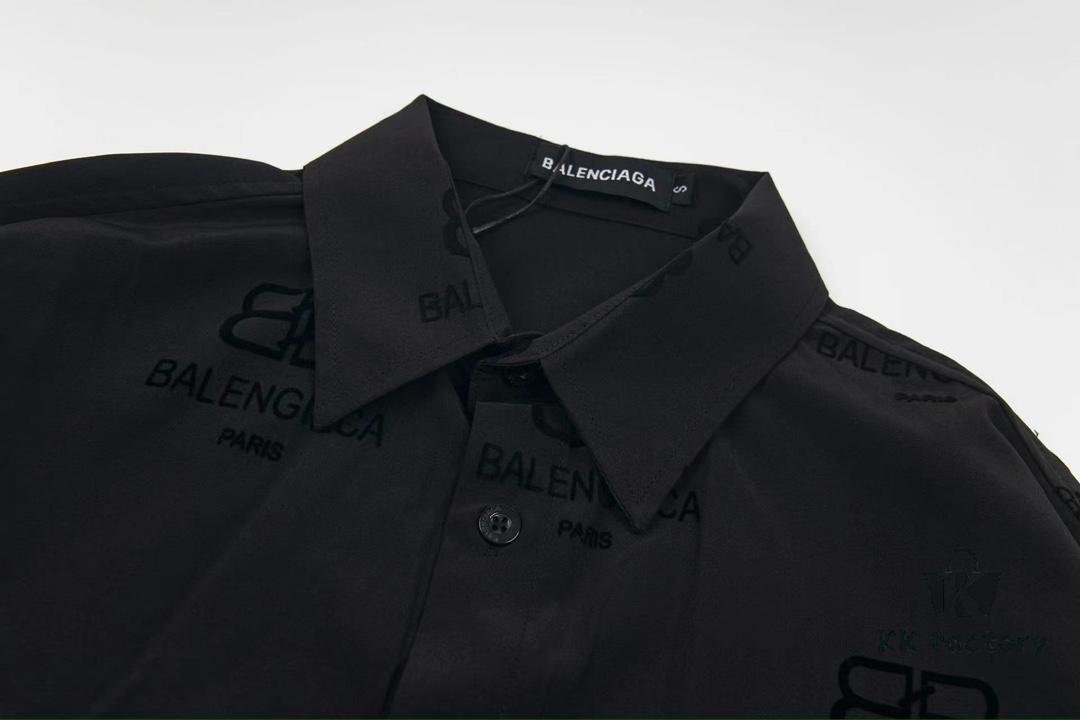69319fceccd8ab3d7af9389c Balenciaga 2024 SS New Arrival Flocked Print Velvet Shirt Unisex with Logo Buckle Closure