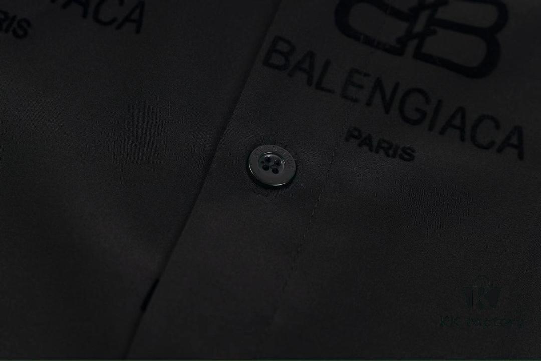 69319fceccd8ab3d7af9389d Balenciaga 2024 SS New Arrival Flocked Print Velvet Shirt Unisex with Logo Buckle Closure