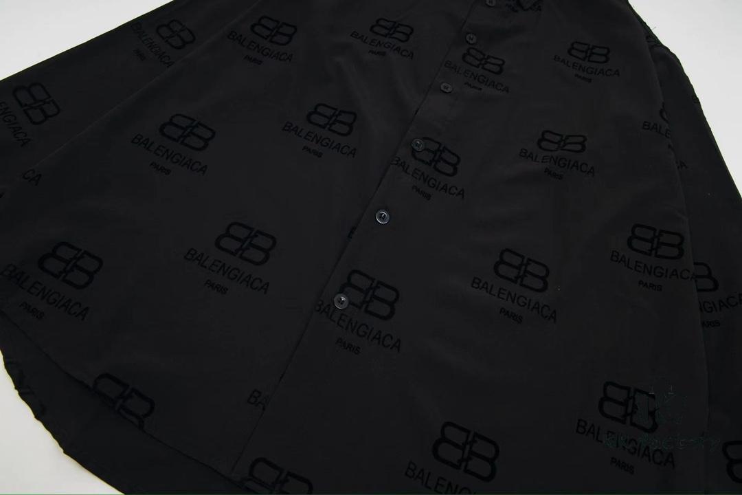 69319fcfccd8ab3d7af9389f Balenciaga 2024 SS New Arrival Flocked Print Velvet Shirt Unisex with Logo Buckle Closure
