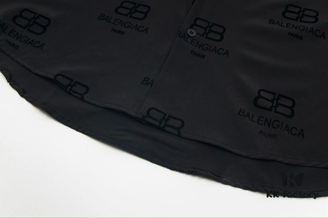 69319fcfccd8ab3d7af938a1 Balenciaga 2024 SS New Arrival Flocked Print Velvet Shirt Unisex with Logo Buckle Closure