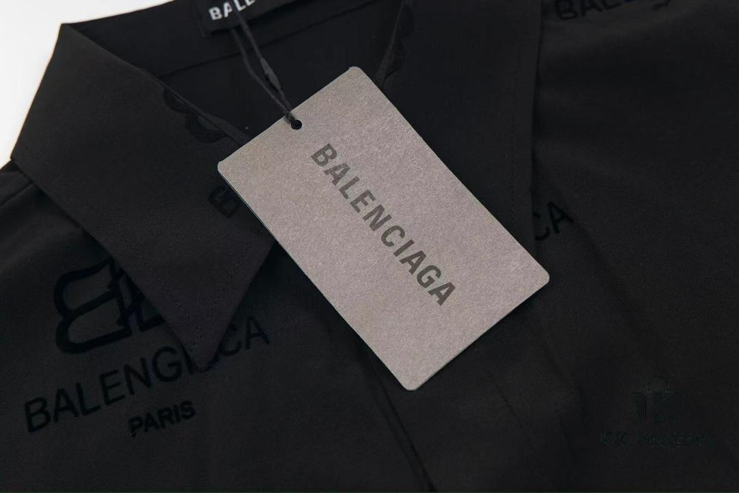 69319fcfccd8ab3d7af938a2 Balenciaga 2024 SS New Arrival Flocked Print Velvet Shirt Unisex with Logo Buckle Closure
