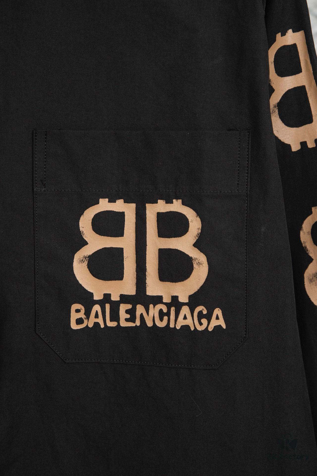 69319fcfccd8ab3d7af938aa New Arrival Balenciaga BLCG 24SS Double-B Orange Graffiti Dual-Arm Print Logo Long-Sleeve Shirt