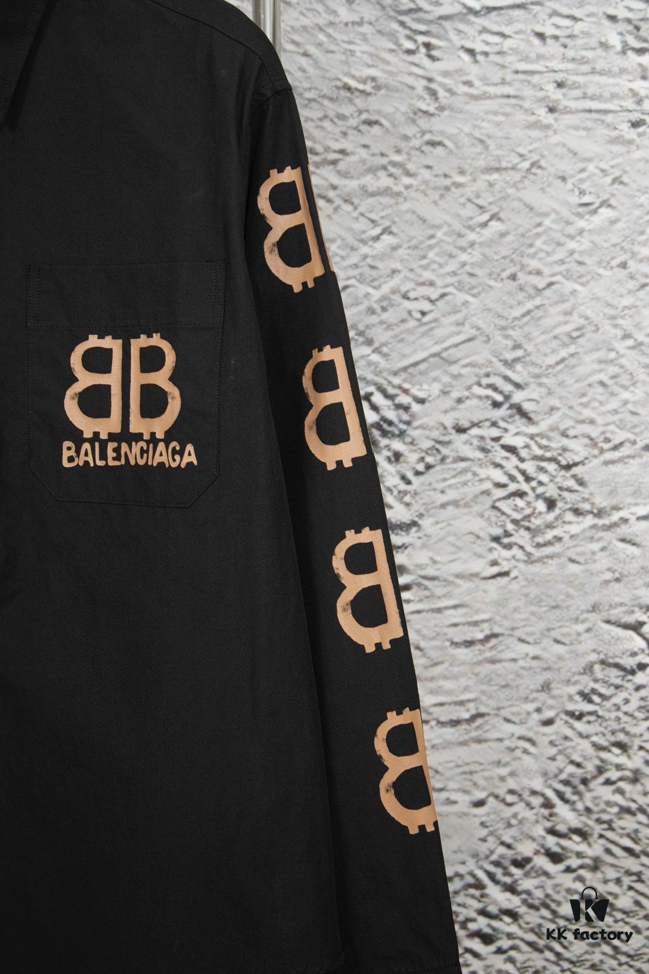 69319fcfccd8ab3d7af938ae New Arrival Balenciaga BLCG 24SS Double-B Orange Graffiti Dual-Arm Print Logo Long-Sleeve Shirt
