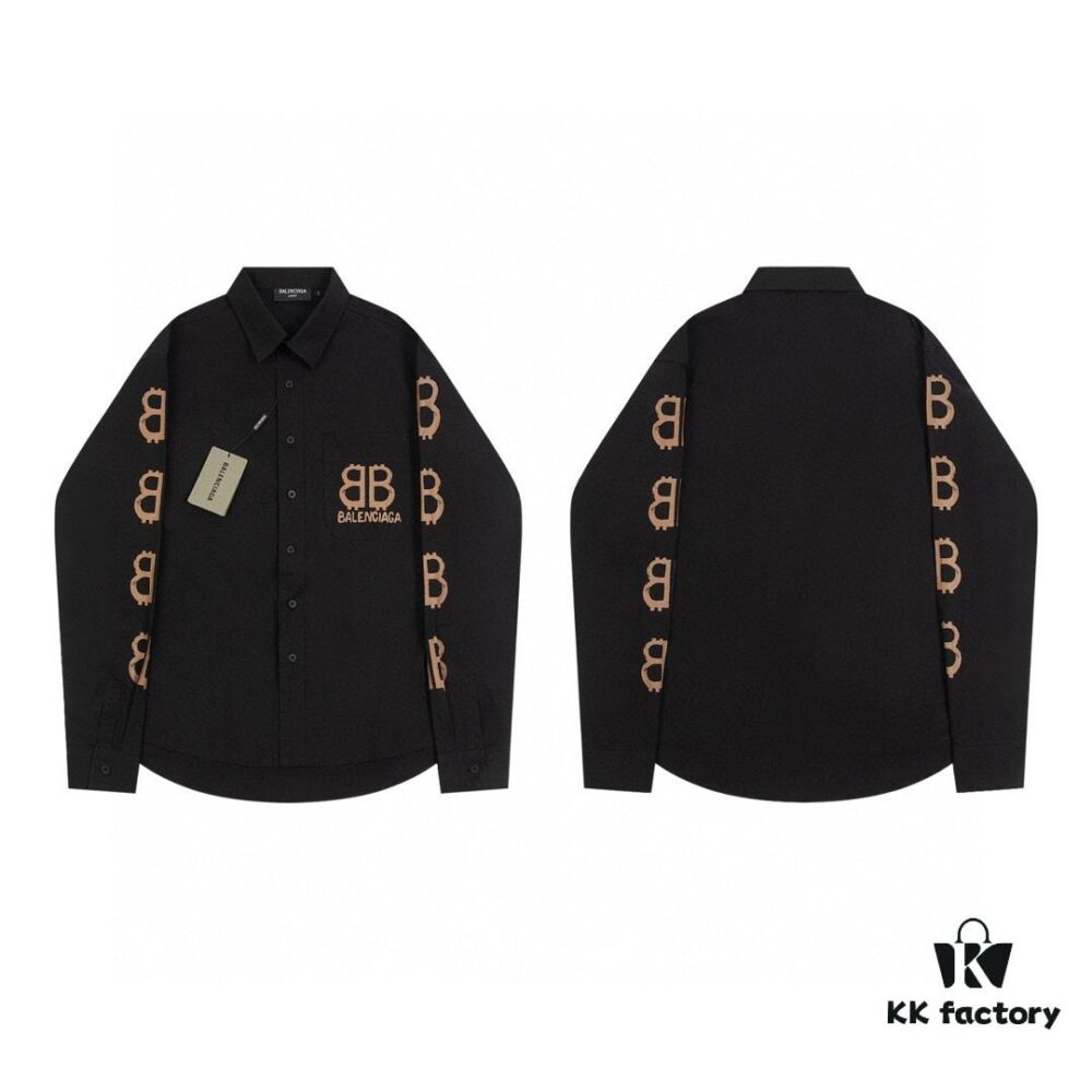 69319fcfccd8ab3d7af938b0 New Balenciaga BLCG 24SS Double-B Orange Graffiti Logo Long Sleeve Shirt with Dual-Arm Print