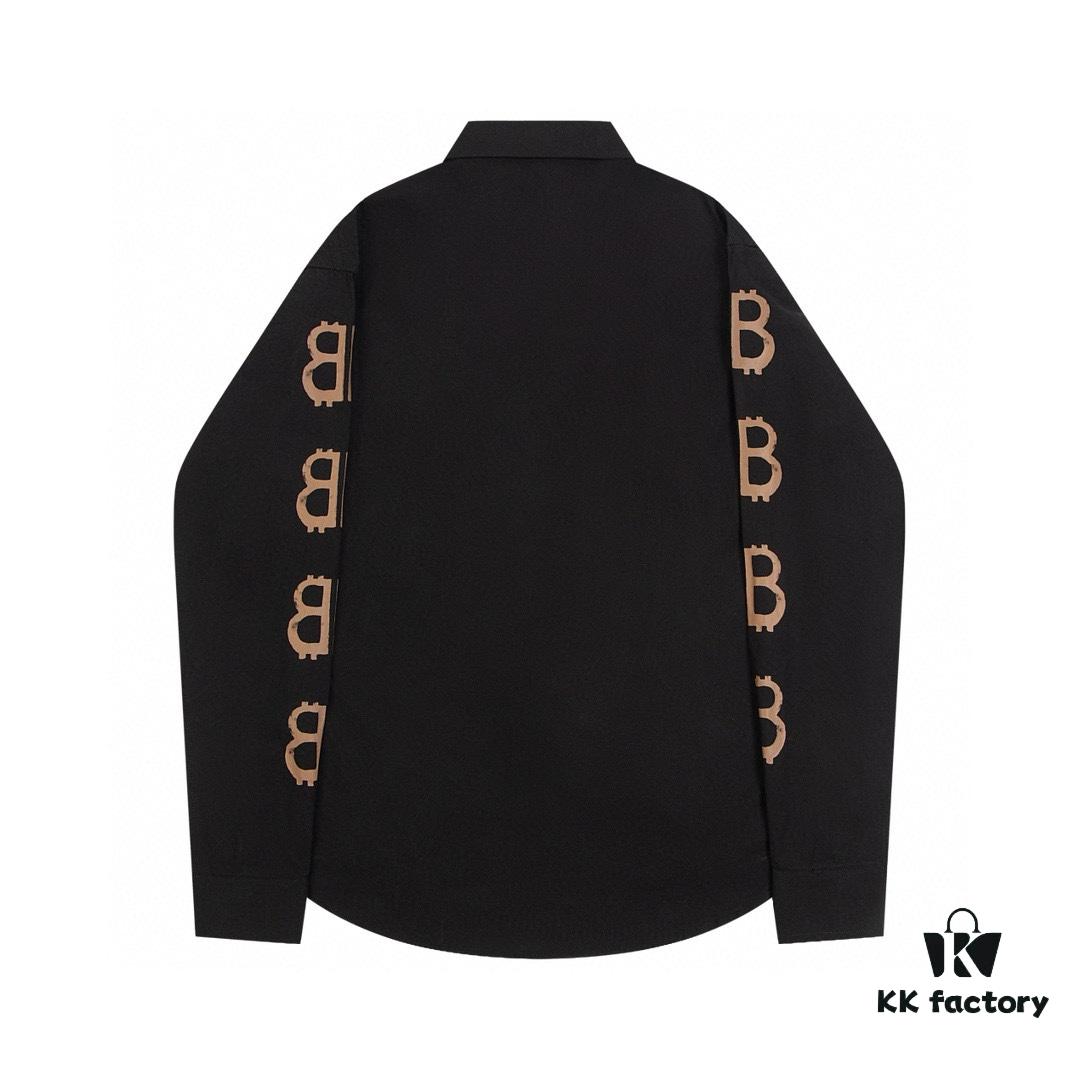 69319fcfccd8ab3d7af938b2 New Balenciaga BLCG 24SS Double-B Orange Graffiti Logo Long Sleeve Shirt with Dual-Arm Print