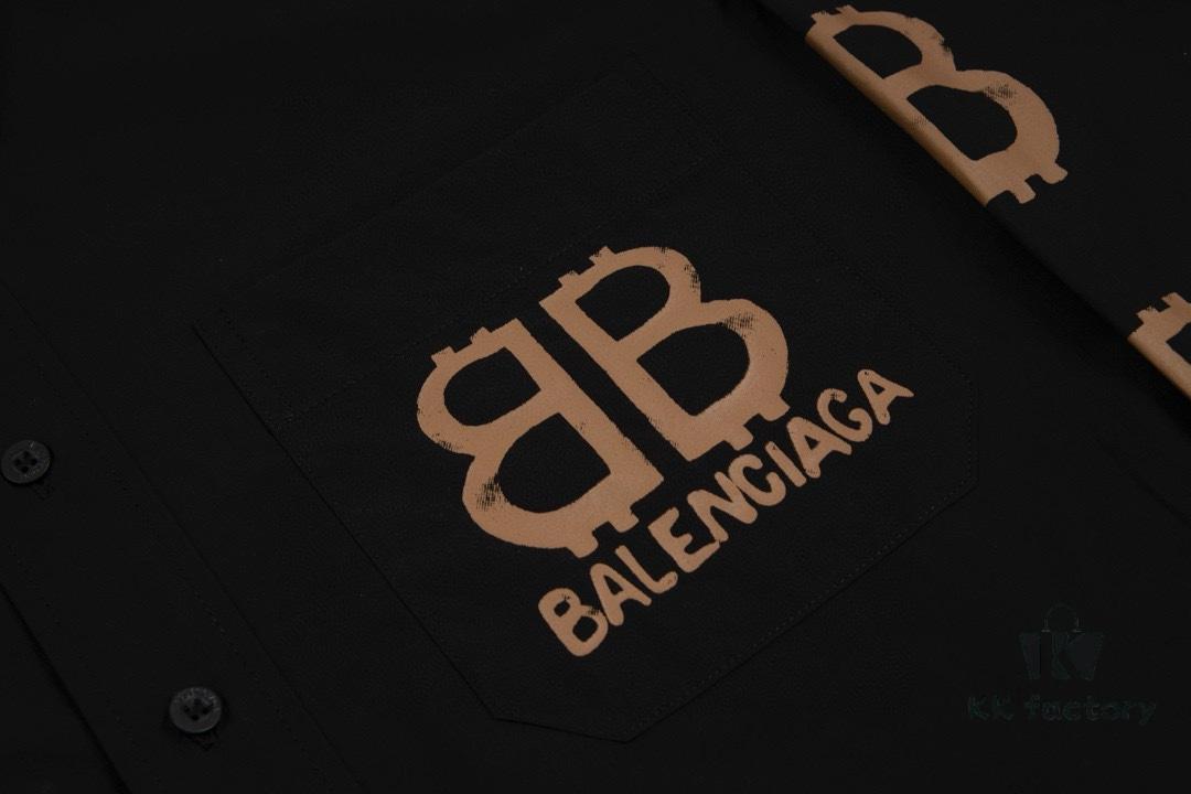69319fd0ccd8ab3d7af938b5 New Balenciaga BLCG 24SS Double-B Orange Graffiti Logo Long Sleeve Shirt with Dual-Arm Print
