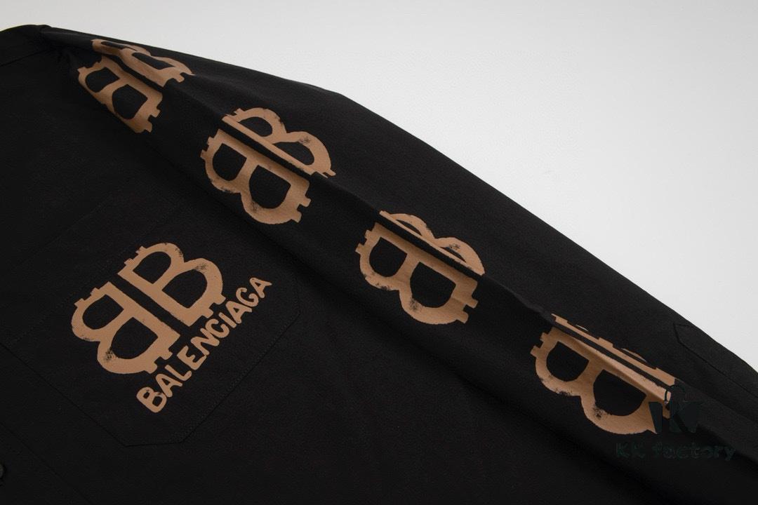 69319fd0ccd8ab3d7af938b7 New Balenciaga BLCG 24SS Double-B Orange Graffiti Logo Long Sleeve Shirt with Dual-Arm Print