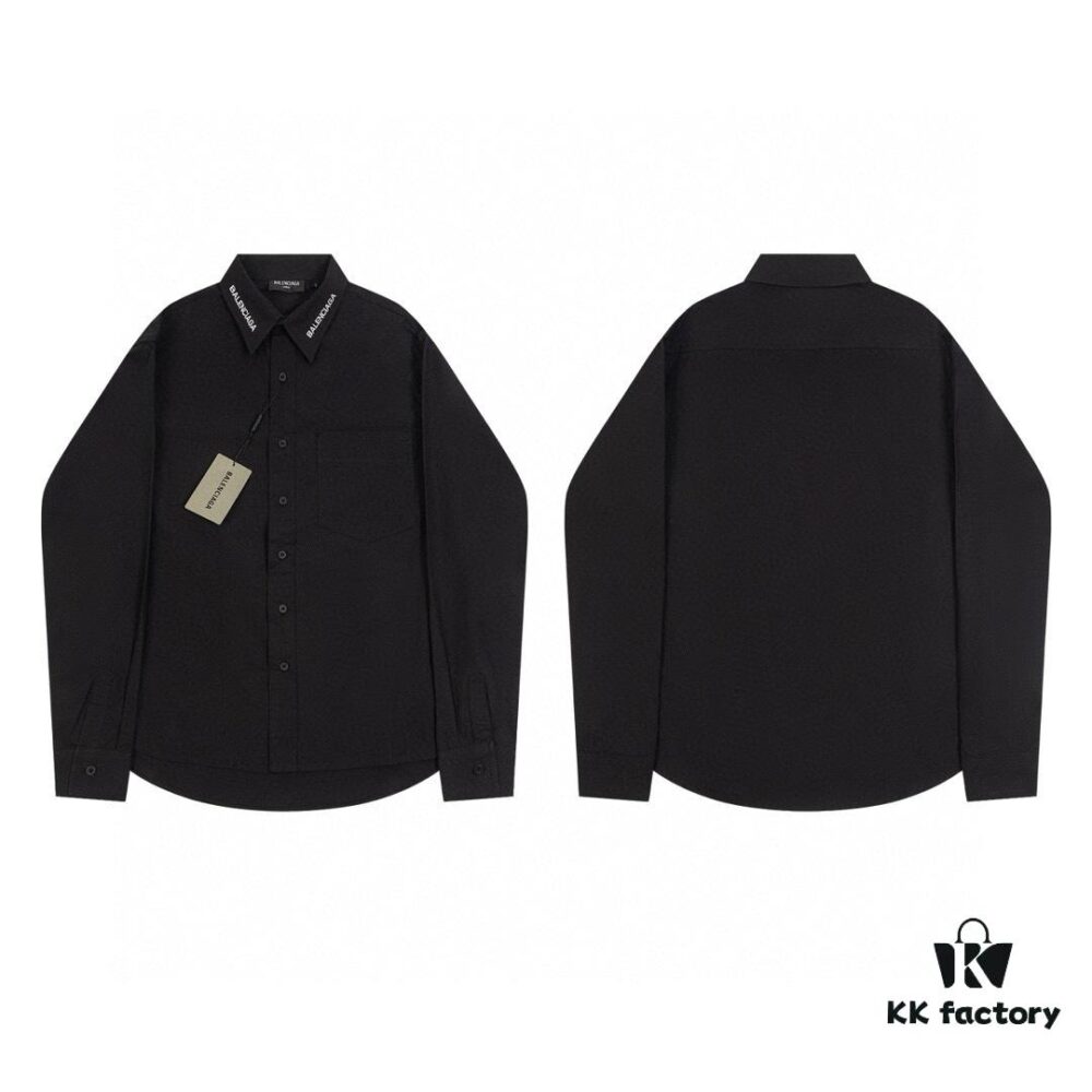 69319fd1ccd8ab3d7af938c5 New Balenciaga BLCG 24SS Long-Sleeve Shirt with Embroidered Lettering at Collar, Minimalist Design