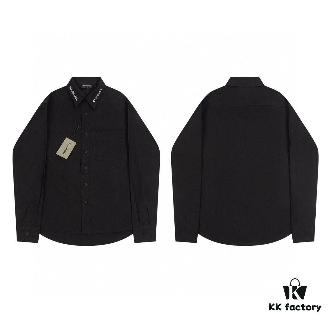 69319fd1ccd8ab3d7af938c5 New Balenciaga BLCG 24SS Long-Sleeve Shirt with Embroidered Lettering at Collar, Minimalist Design