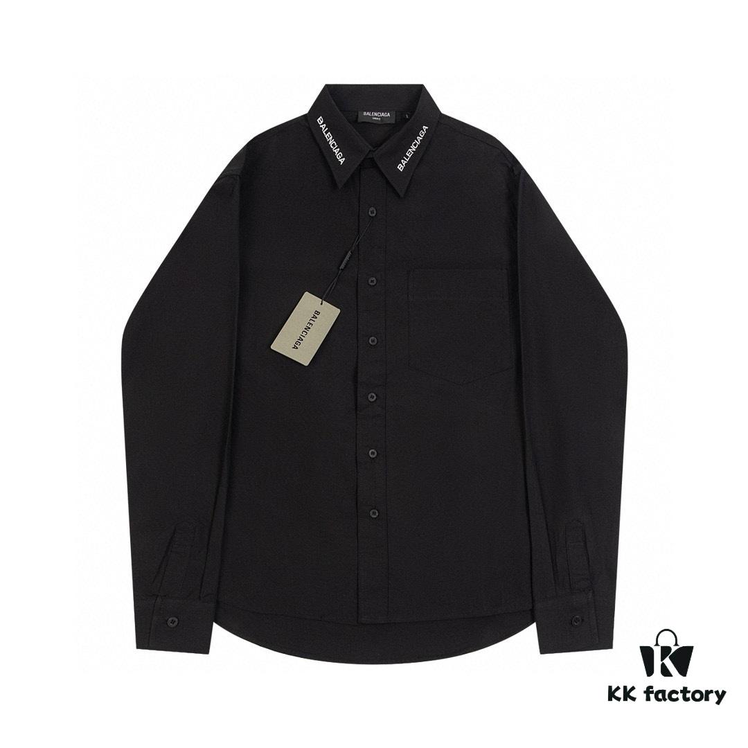 69319fd1ccd8ab3d7af938c6 New Balenciaga BLCG 24SS Long-Sleeve Shirt with Embroidered Lettering at Collar, Minimalist Design