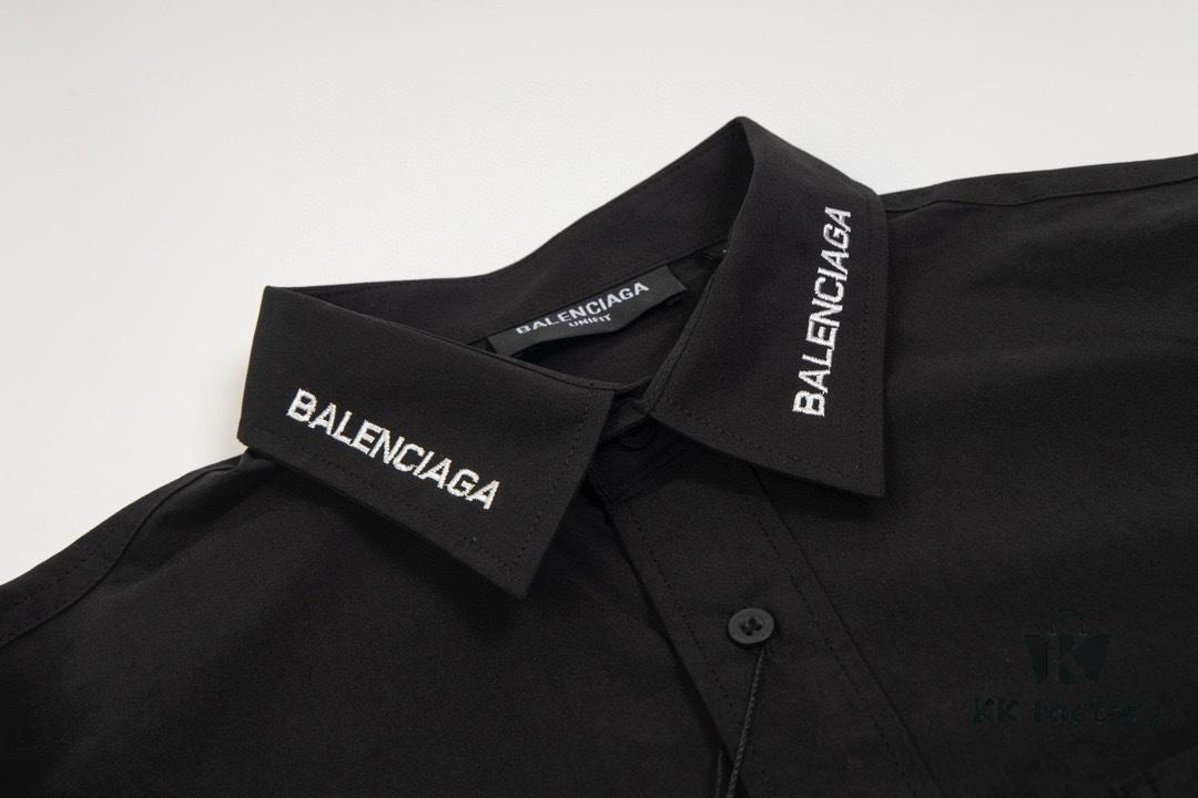 69319fd1ccd8ab3d7af938c8 New Balenciaga BLCG 24SS Long-Sleeve Shirt with Embroidered Lettering at Collar, Minimalist Design