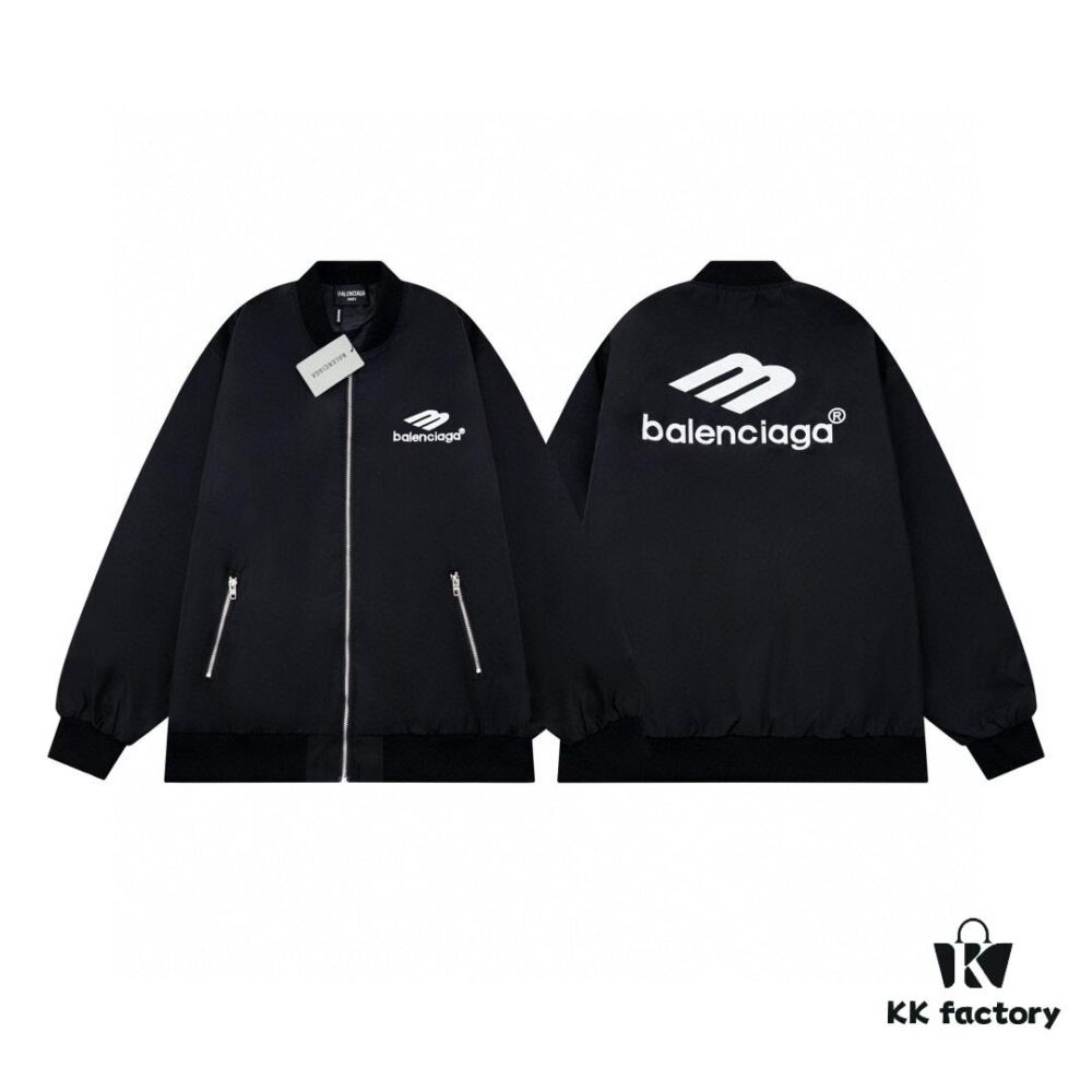 69319fd3ccd8ab3d7af938f0 New Balenciaga 2023 Embroidered Stand Collar Jacket Unisex Waterproof Coated Double-Layered with Lining