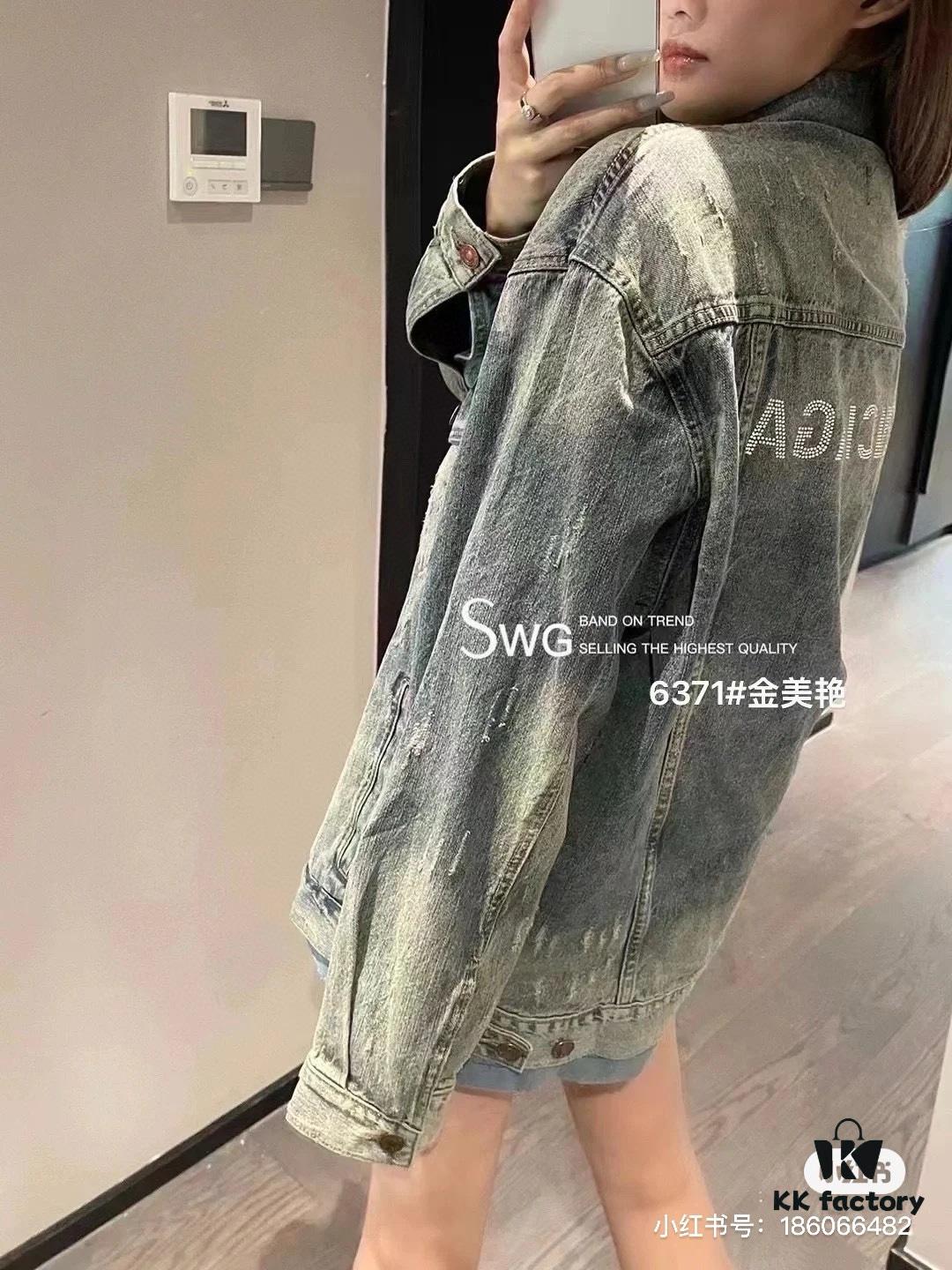 69319fd4ccd8ab3d7af938fd New Balenciaga-style Washed Vintage Denim Jacket with Back Rhinestone Lettering BLCG