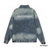 69319fd5ccd8ab3d7af9390a New Balenciaga-inspired Washed Vintage Denim Jacket with Back Rhinestone Lettering
