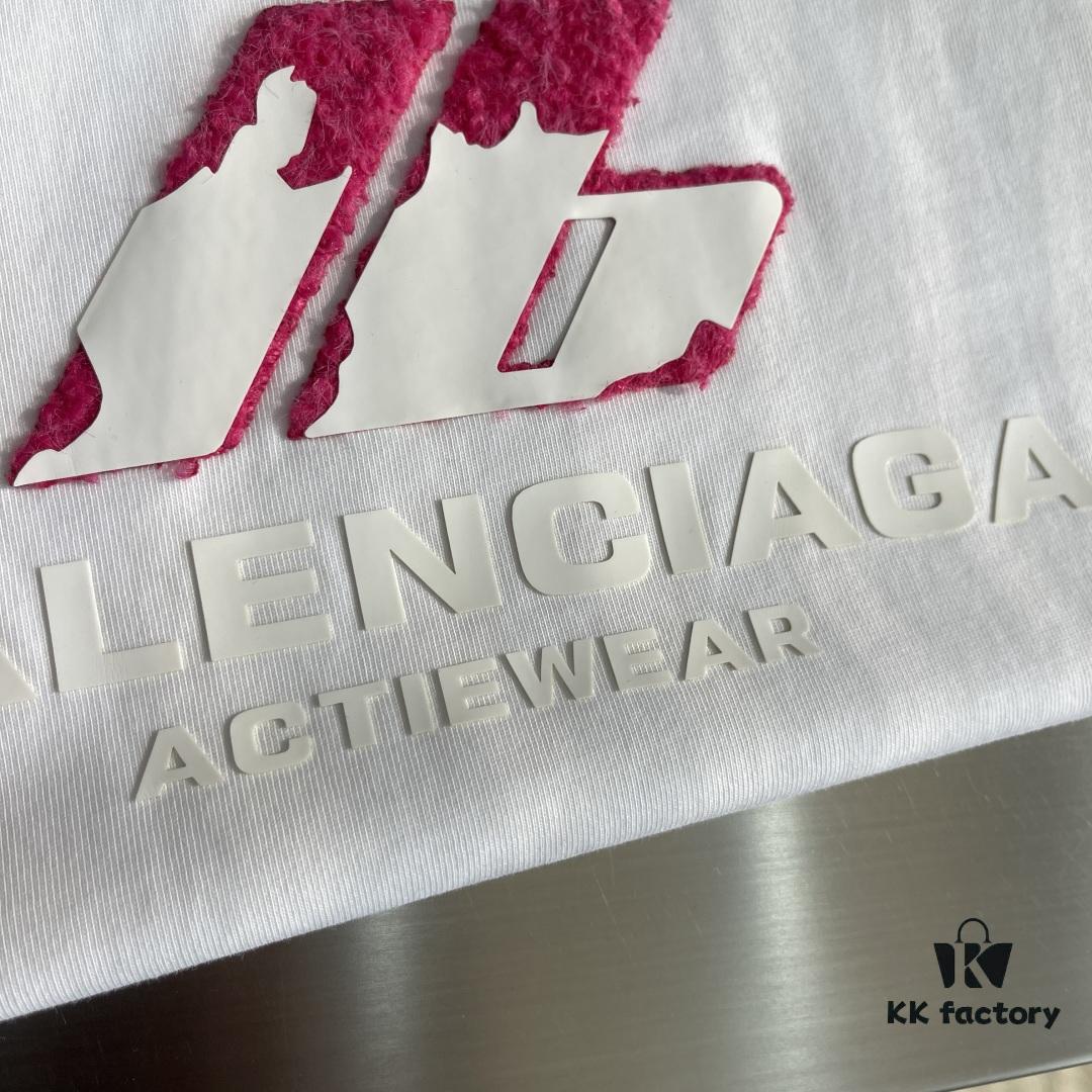 69319fd6ccd8ab3d7af93927 BALENCIAGA 25 Spring/Summer New Arrival Oversized Short Sleeve T-Shirt, Made from Custom 340g High GSM Cotton Fabric with Heavy Rust-Effect Woven Rubber Print on Chest, Distressed Raw Trims at Cuffs and Hem